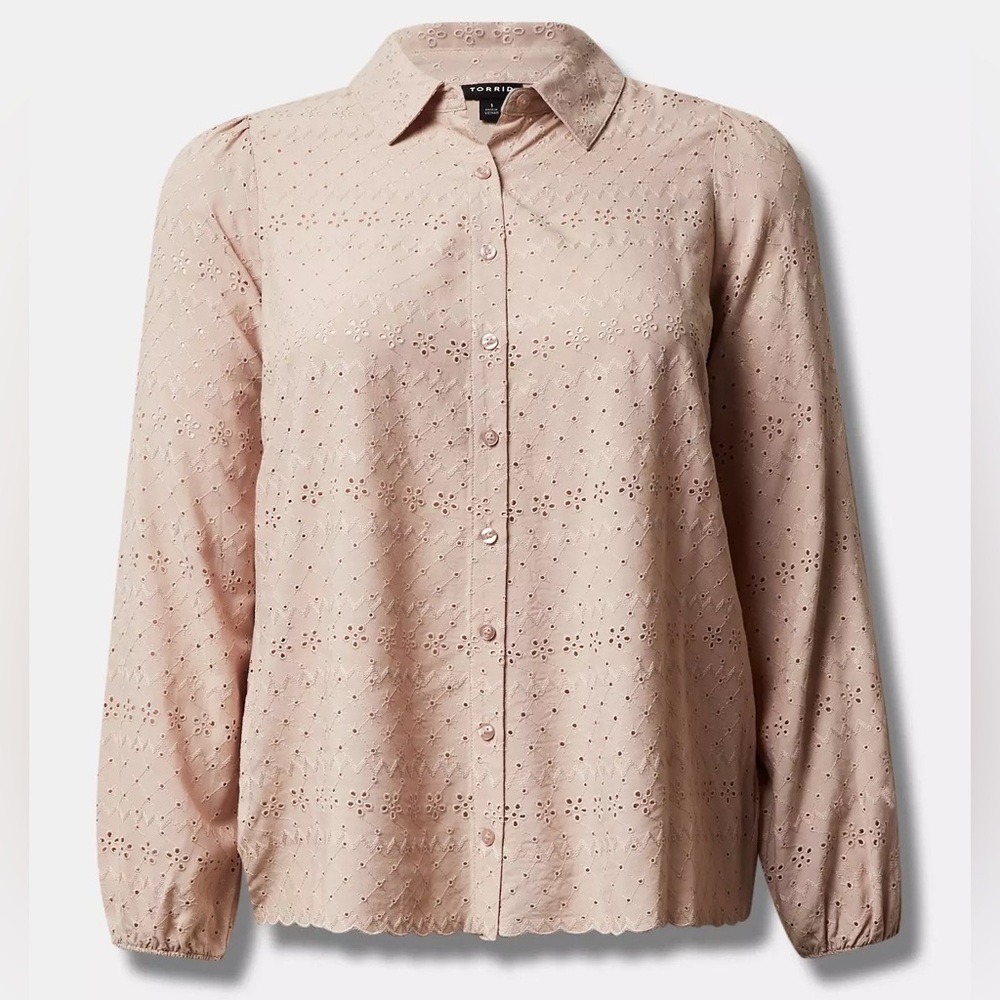 Torrid Eyelet Button Up Long Sleeve Shirt